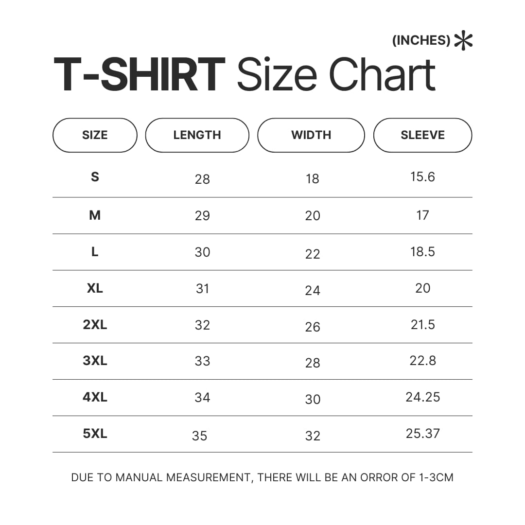 3D T shirt Size Chart - League of Legends Merch