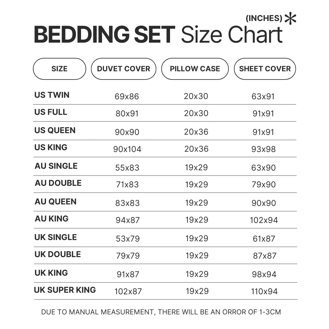 Bedding Set Size Chart - League of Legends Merch